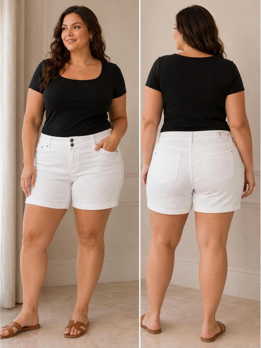 Torrid White Denim Bermuda Shorts Size 22